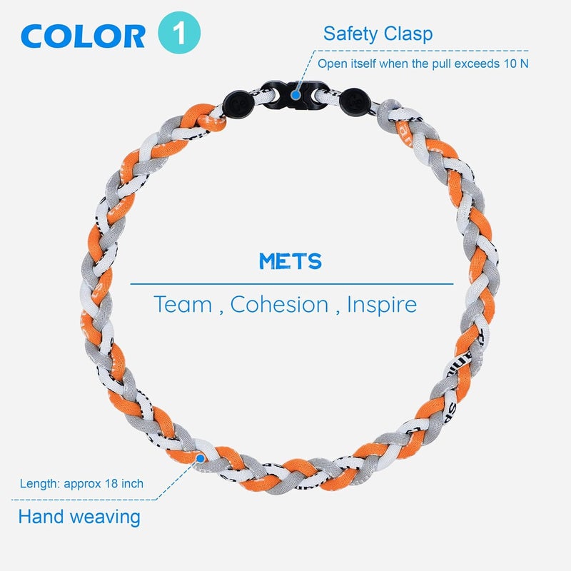 SUPBOMM 3 pcs Baseball Rope Necklaces, League Team Colors Braided Necklace, Baseball Team Gifts - Image 2